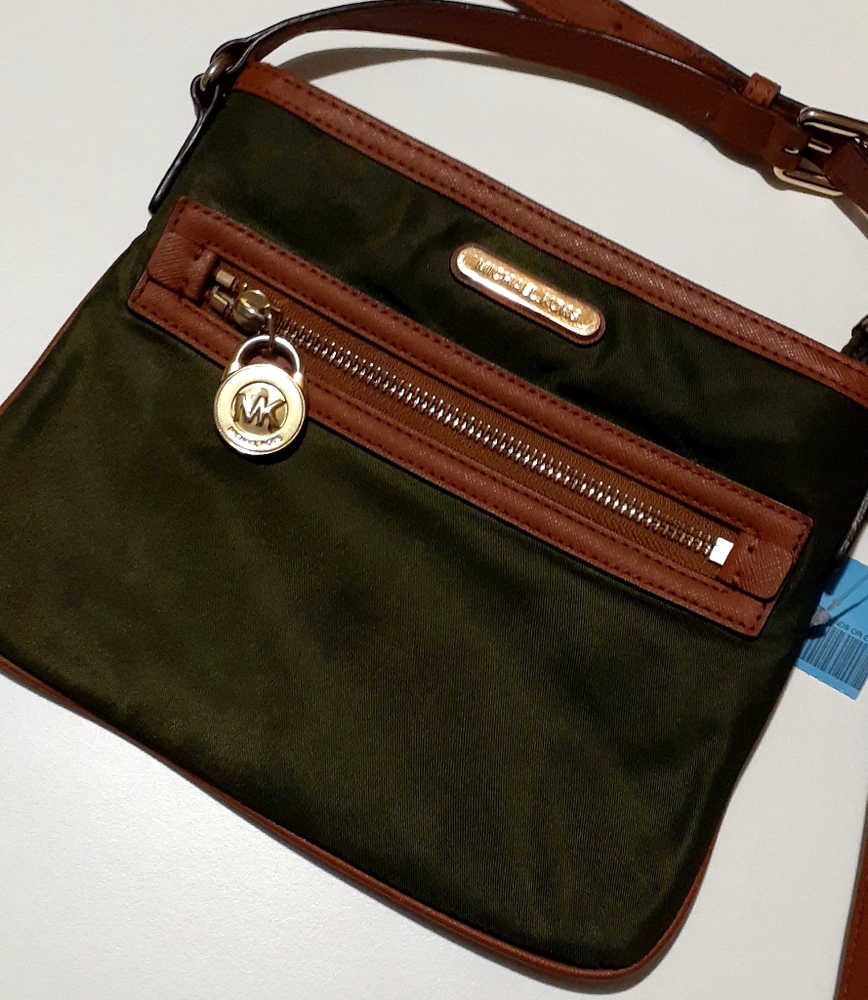 Michael Kors Green and Brown Crossbody Bag with Elegant Design